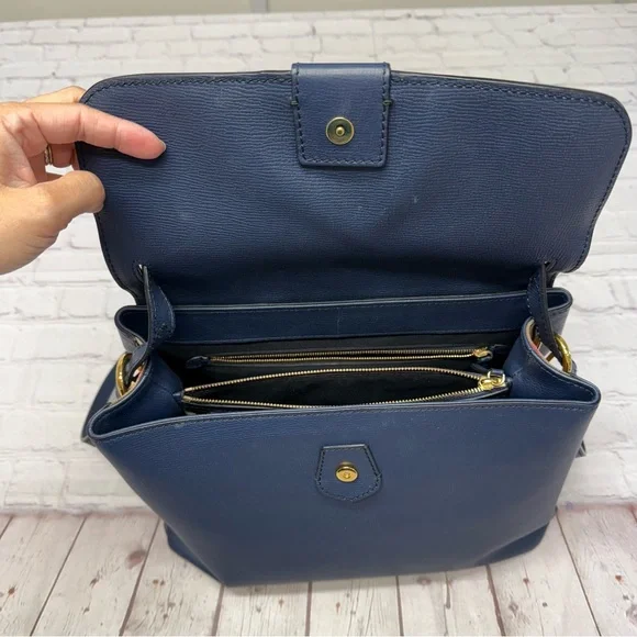 Authentic Burberry Camberley Medium Leather Satchel Navy Blue Hand Bag - Picture 12 of 16